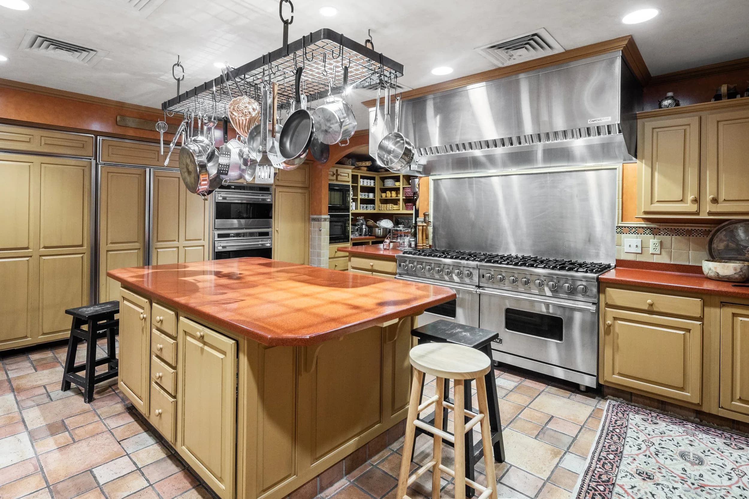 The working caterer's kitchen with its hanging pot rack