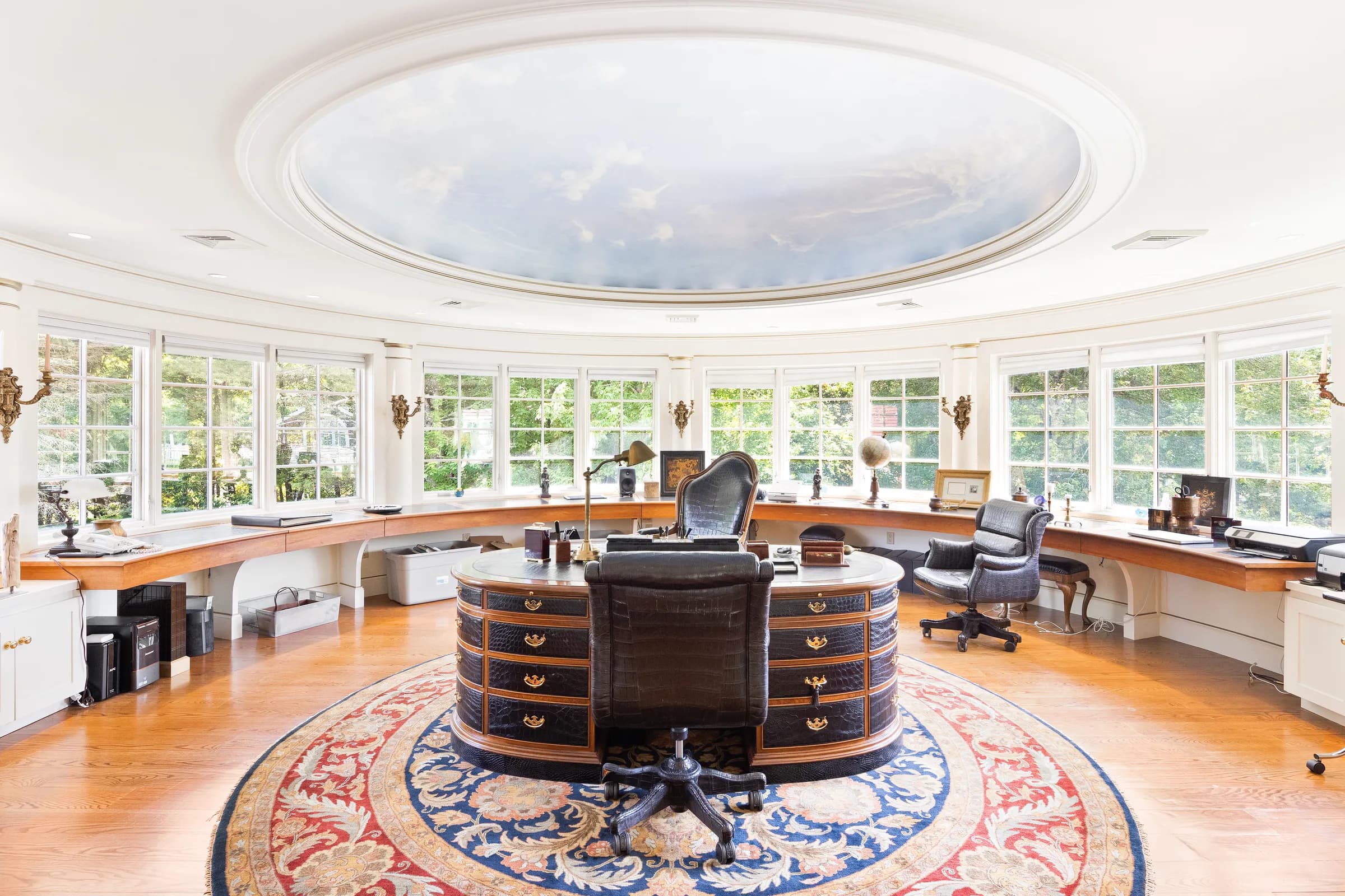 The domed rotunda study with its painted-sky ceiling